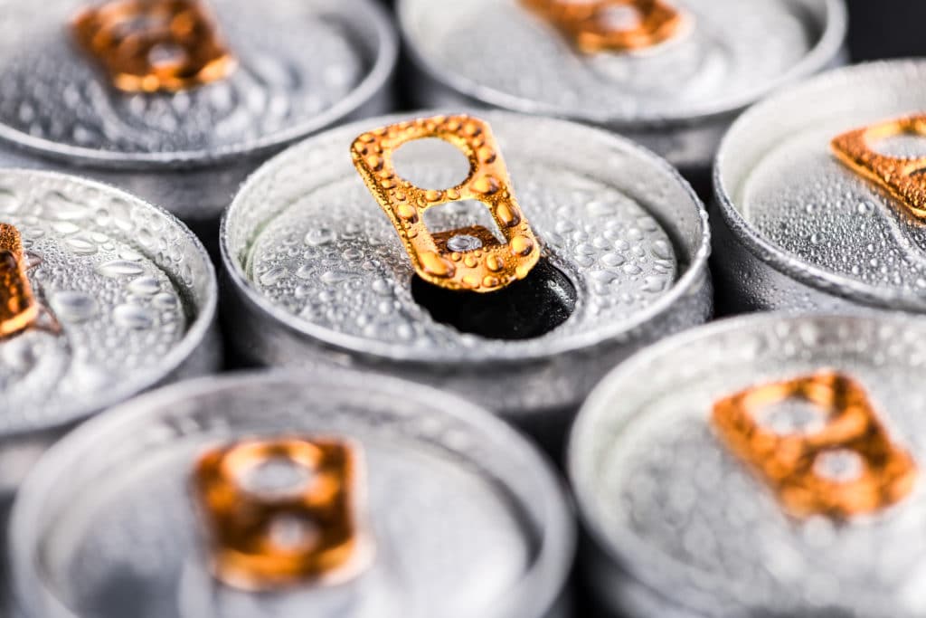 rows of energy drinks