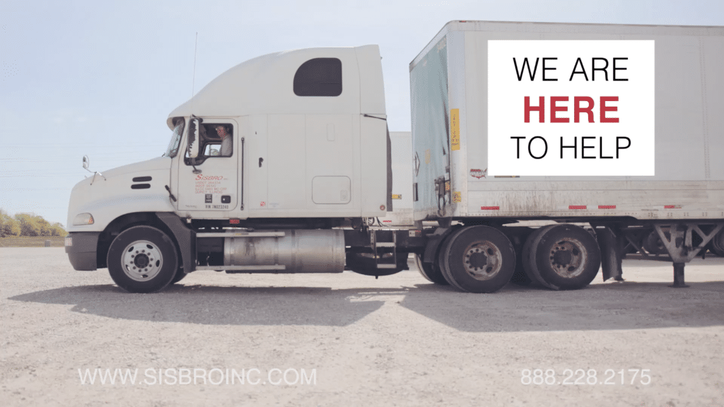 Sisbro truck with the words We are here to help on the side of the truck