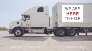 Sisbro truck with the words We are here to help on the side of the truck