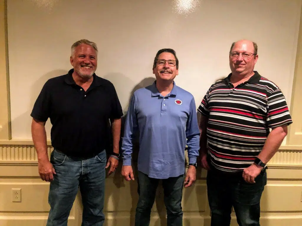 Sisbro General Manager Glenn Bemis, Executive Vice President Mid-West Truckers Association Brent Schaefer, and Sisbro Safety Manager Glenn Meyers attending MTA's Western Advisory Board Meeting at Tower of Pizza in Quincy, IL May 27, 2021.