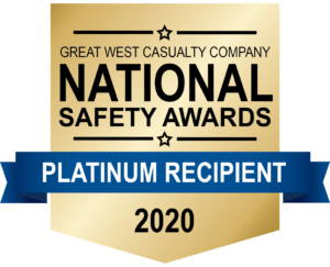 Great West Casualty Company 2020 National Safety Awards Platinum Recipient emblem