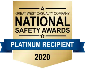 Great West Casualty Company 2020 National Safety Awards Platinum Recipient emblem